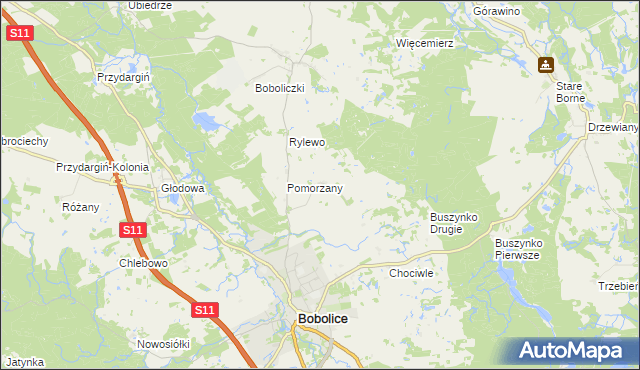 mapa Radwanki gmina Bobolice, Radwanki gmina Bobolice na mapie Targeo