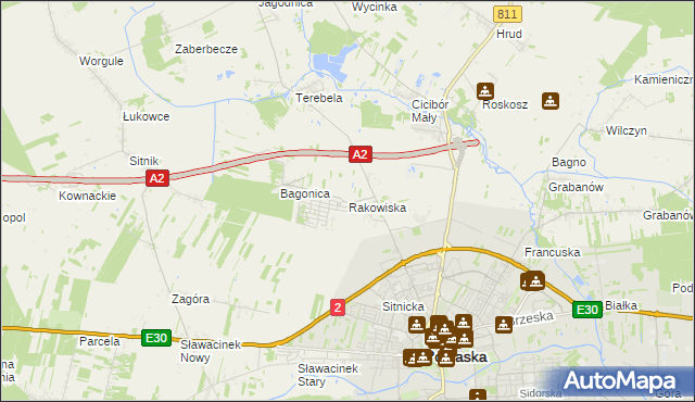 mapa Rakowiska gmina Biała Podlaska, Rakowiska gmina Biała Podlaska na mapie Targeo