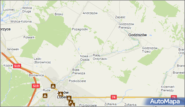 mapa Rataj Ordynacki, Rataj Ordynacki na mapie Targeo