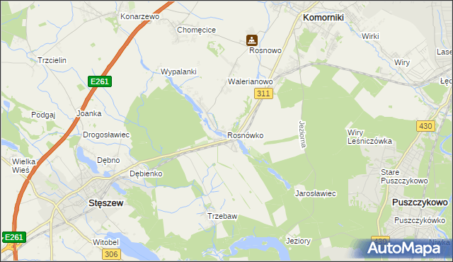 mapa Rosnówko gmina Komorniki, Rosnówko gmina Komorniki na mapie Targeo