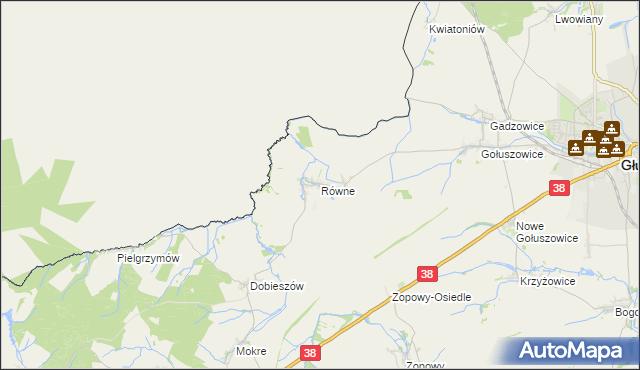 mapa Równe gmina Głubczyce, Równe gmina Głubczyce na mapie Targeo