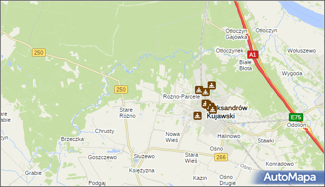 mapa Rożno-Parcele, Rożno-Parcele na mapie Targeo