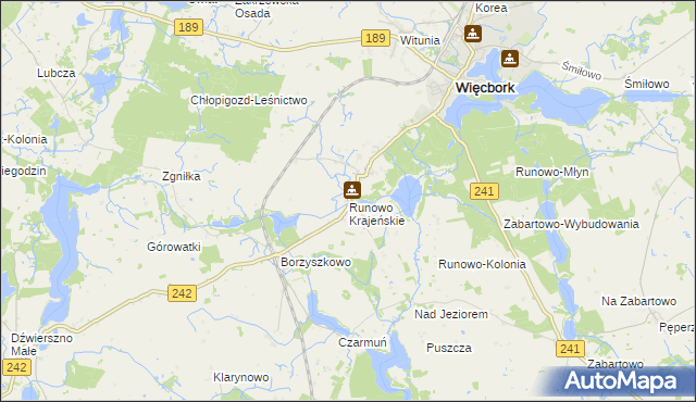 mapa Runowo Krajeńskie, Runowo Krajeńskie na mapie Targeo