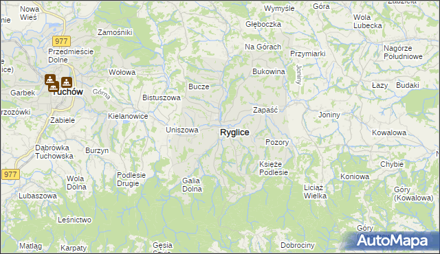 mapa Ryglice, Ryglice na mapie Targeo