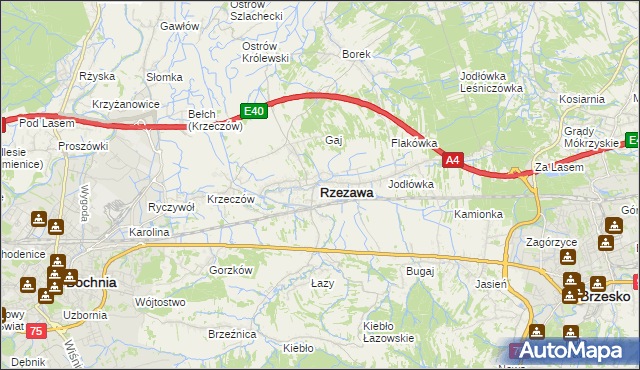 mapa Rzezawa, Rzezawa na mapie Targeo