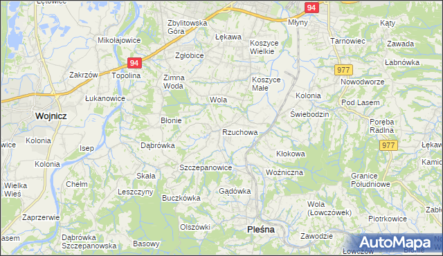 mapa Rzuchowa, Rzuchowa na mapie Targeo