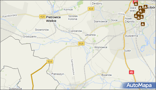 mapa Samborowice gmina Pietrowice Wielkie, Samborowice gmina Pietrowice Wielkie na mapie Targeo