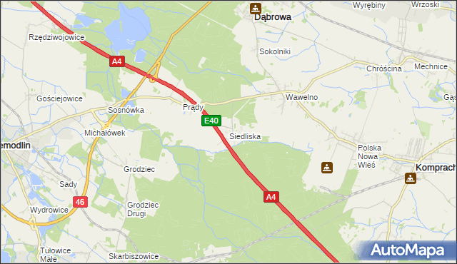 mapa Siedliska gmina Dąbrowa, Siedliska gmina Dąbrowa na mapie Targeo