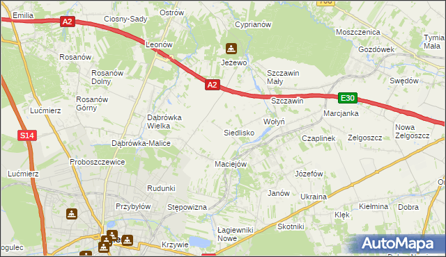 mapa Siedlisko gmina Zgierz, Siedlisko gmina Zgierz na mapie Targeo