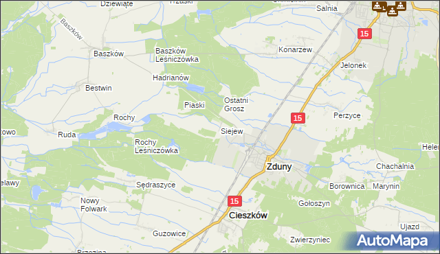 mapa Siejew, Siejew na mapie Targeo