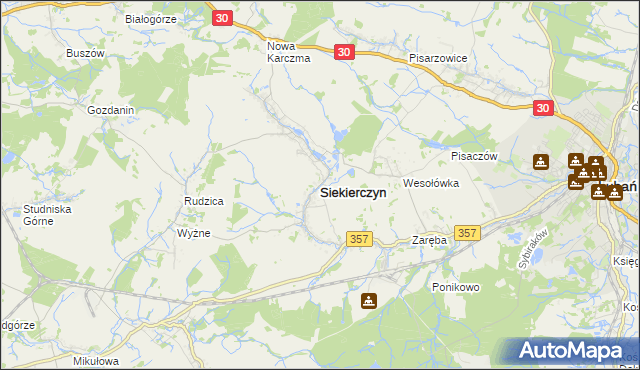 mapa Siekierczyn, Siekierczyn na mapie Targeo