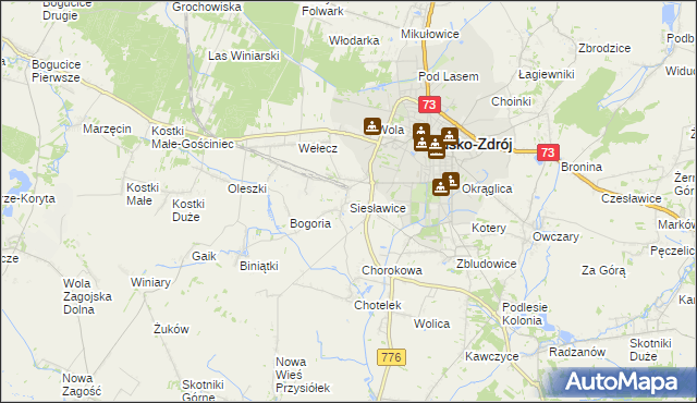 mapa Siesławice, Siesławice na mapie Targeo