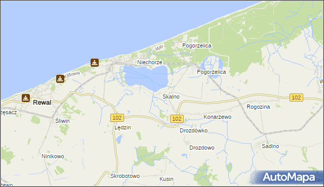 mapa Skalno gmina Karnice, Skalno gmina Karnice na mapie Targeo