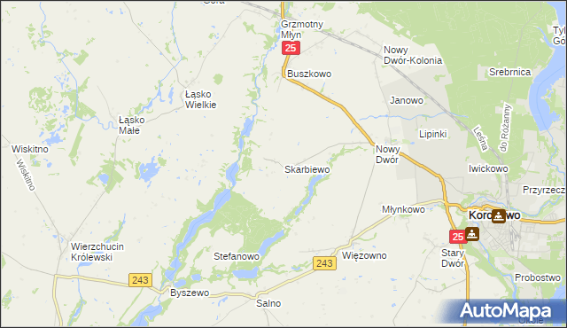 mapa Skarbiewo, Skarbiewo na mapie Targeo