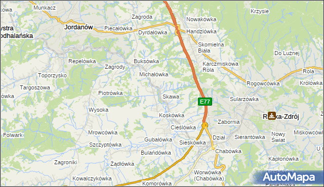 mapa Skawa, Skawa na mapie Targeo