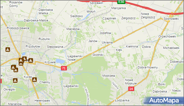 mapa Skotniki gmina Zgierz, Skotniki gmina Zgierz na mapie Targeo