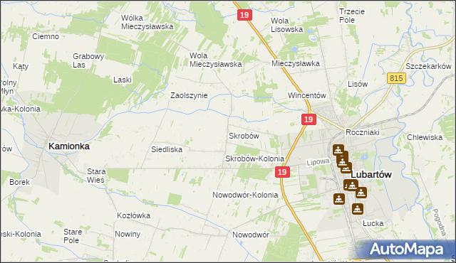 mapa Skrobów, Skrobów na mapie Targeo
