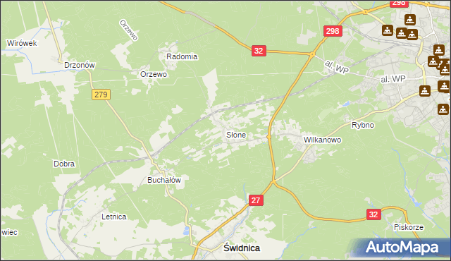mapa Słone gmina Świdnica, Słone gmina Świdnica na mapie Targeo