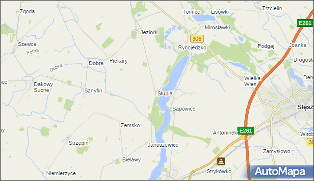 mapa Słupia gmina Stęszew, Słupia gmina Stęszew na mapie Targeo