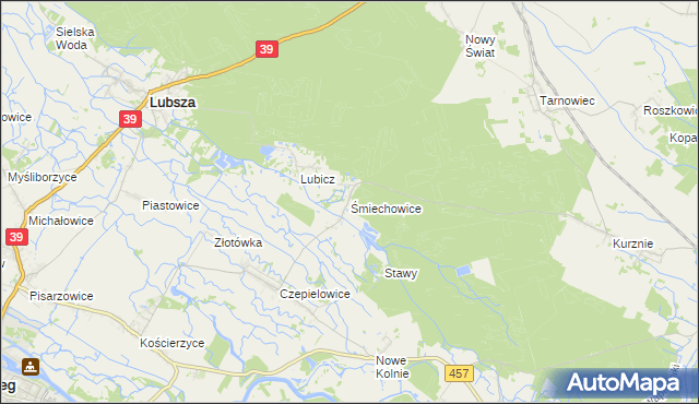 mapa Śmiechowice gmina Lubsza, Śmiechowice gmina Lubsza na mapie Targeo