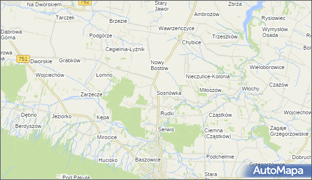 mapa Sosnówka gmina Nowa Słupia, Sosnówka gmina Nowa Słupia na mapie Targeo