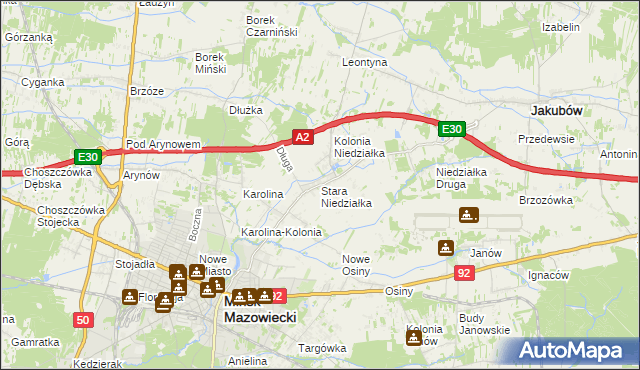 mapa Stara Niedziałka, Stara Niedziałka na mapie Targeo