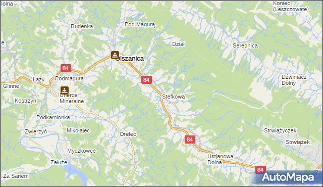 mapa Stefkowa, Stefkowa na mapie Targeo
