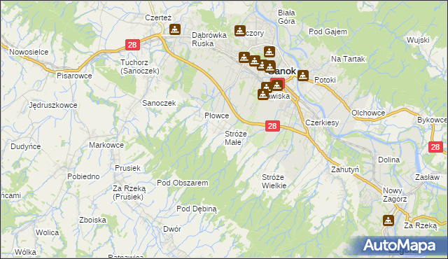 mapa Stróże Małe, Stróże Małe na mapie Targeo