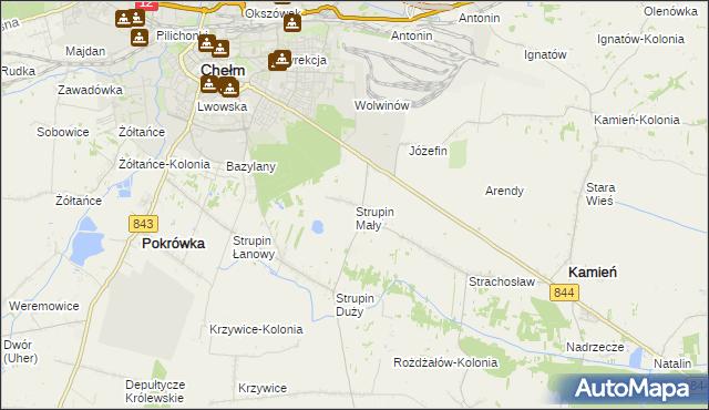 mapa Strupin Mały, Strupin Mały na mapie Targeo