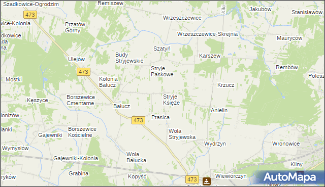 mapa Stryje Księże, Stryje Księże na mapie Targeo