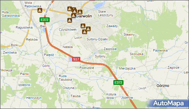 mapa Sulbiny, Sulbiny na mapie Targeo