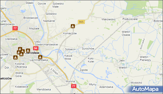 mapa Surochów, Surochów na mapie Targeo