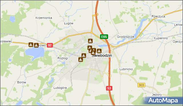 mapa Świebodzin, Świebodzin na mapie Targeo