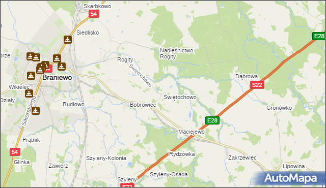 mapa Świętochowo, Świętochowo na mapie Targeo