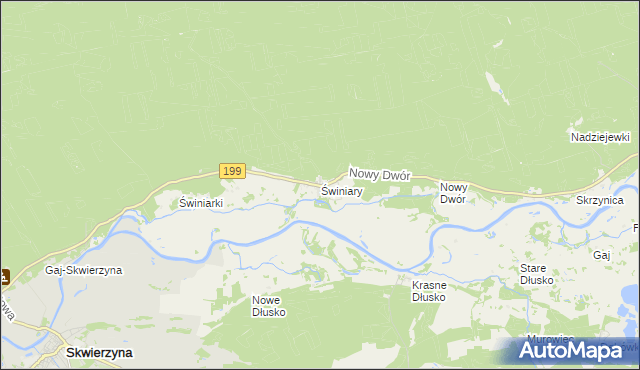 mapa Świniary gmina Skwierzyna, Świniary gmina Skwierzyna na mapie Targeo