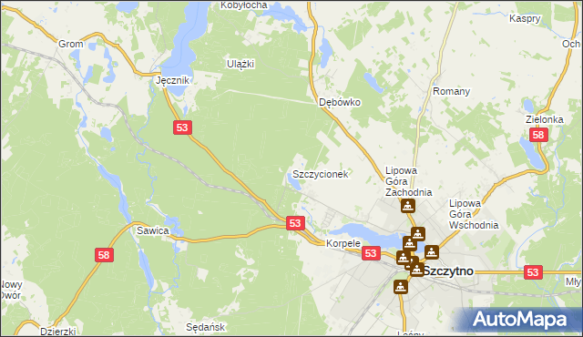 mapa Szczycionek, Szczycionek na mapie Targeo
