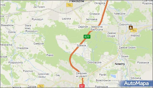 mapa Szewce gmina Sitkówka-Nowiny, Szewce gmina Sitkówka-Nowiny na mapie Targeo