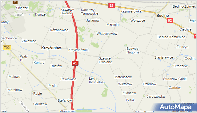 mapa Szewce Owsiane, Szewce Owsiane na mapie Targeo