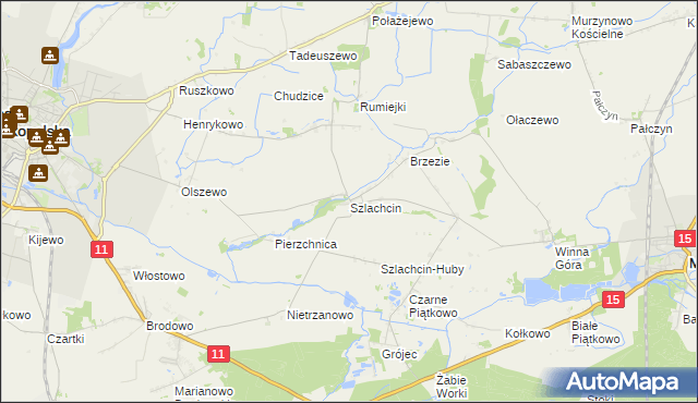 mapa Szlachcin, Szlachcin na mapie Targeo
