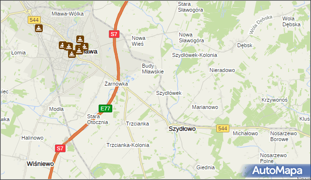 mapa Szydłówek gmina Szydłowo, Szydłówek gmina Szydłowo na mapie Targeo