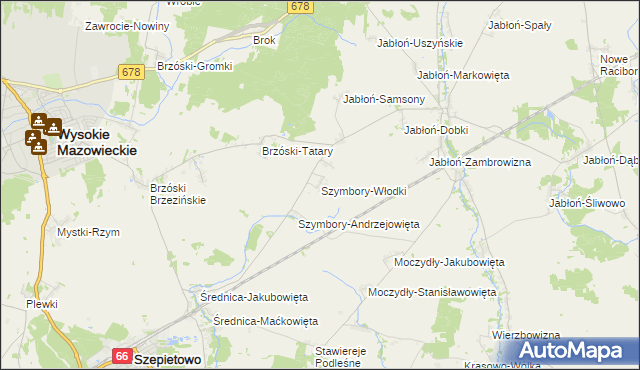 mapa Szymbory-Włodki, Szymbory-Włodki na mapie Targeo