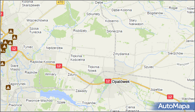 mapa Tłokinia Wielka, Tłokinia Wielka na mapie Targeo