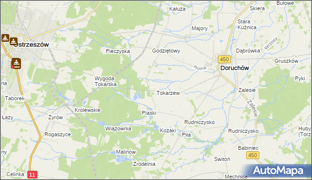 mapa Tokarzew gmina Doruchów, Tokarzew gmina Doruchów na mapie Targeo