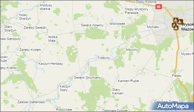 mapa Trzeciny, Trzeciny na mapie Targeo