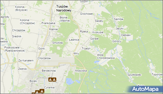 mapa Trześń gmina Mielec, Trześń gmina Mielec na mapie Targeo