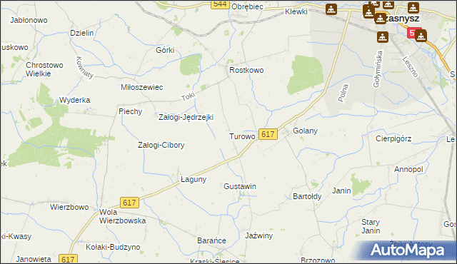 mapa Turowo gmina Czernice Borowe, Turowo gmina Czernice Borowe na mapie Targeo