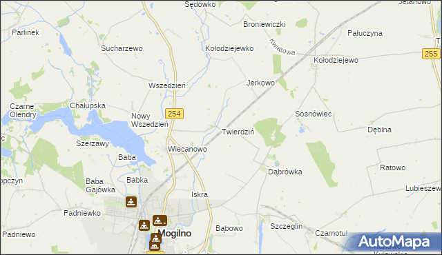 mapa Twierdziń, Twierdziń na mapie Targeo
