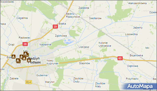 mapa Ustrzesz, Ustrzesz na mapie Targeo