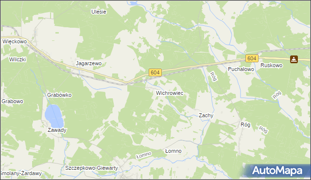 mapa Wichrowiec gmina Janowo, Wichrowiec gmina Janowo na mapie Targeo