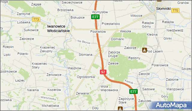 mapa Widoma gmina Iwanowice, Widoma gmina Iwanowice na mapie Targeo
